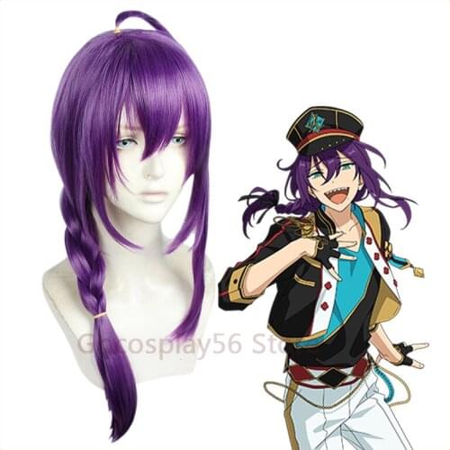 Ensemble Stars ALKALOID Ayase Mayoi Cosplay Wig Dark Purple Braided Long Ponytail Braids Heat Resistant Hair Halloween Role Play
