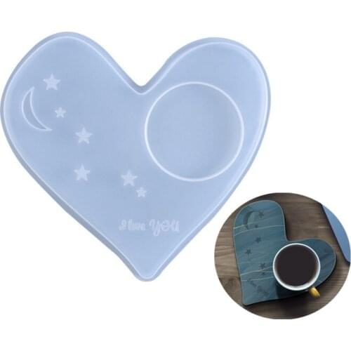 Heart Shape Cup Coaster Mold DIY Craft Table Cup Bottle Cake Dessert Mat UV Epoxy Resin Mold for Jewelry Storage Tray Mould