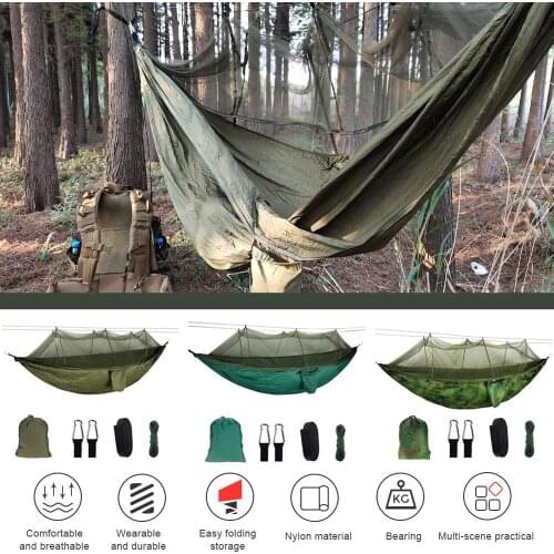 Portable Outdoor Mosquito Net Hammock Double 210t Nylon Anti-Mosquito Parachute Cloth Air Camping Tent Hanging Sleeping Swing