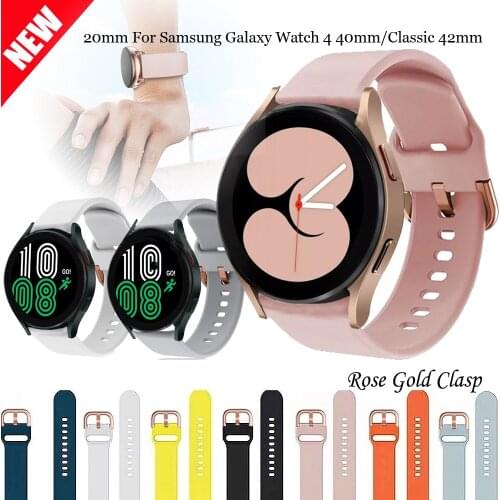 20mm Silicone Watchband For Samsung Galaxy Watch 4 40mm Soft Sports Wrist Straps For Galaxy Watch 4 Classic 42mm Bracelet Band
