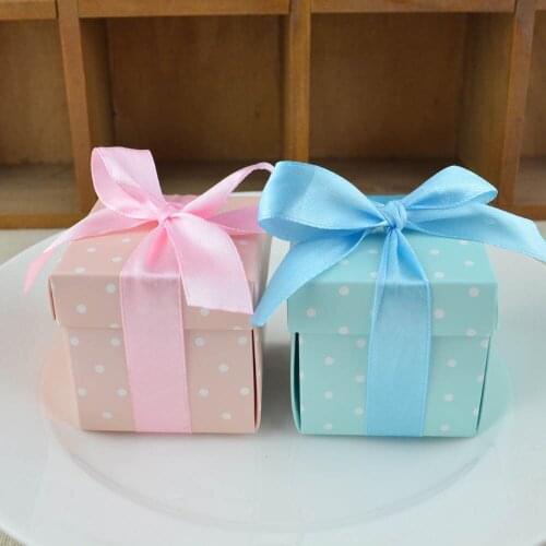 Pink & blue with White Dots candy box, Baby Shower,wedding favors christmas party gift box 50pcs/lot