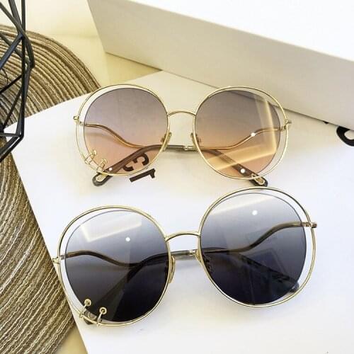 Big Face Sunglasses Women Metal Double Ring Large Frame Sunglasses Fashion Sunglasses Women Sunglasses Wholesale