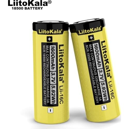NEW LiitoKala Lii-16C 18500 1600mAh 3.7 V Rechargeable battery Recarregavel lithium ion battery for LED flashlight