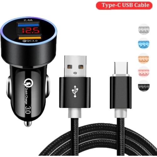 For Samsung Galaxy A50 A70 A21S A31 A51 A71 Mobile Phone Car USB Charger Quick Charge 3.0 Type-c USB Cable Phone Charger Adapter
