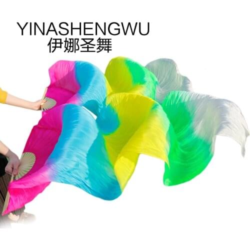Belly Dance Fans New Arrivals Stage Performance Dance Fans 100% Silk Veils Colored Women Belly Dance Fan Veils (2pcs)