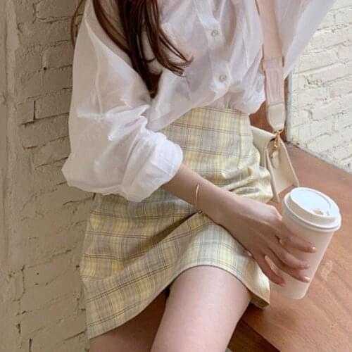 Spring and Summer 2021 New Retro Girly High-waisted Short Skirts All-match Thin Half-length A-line Skirts