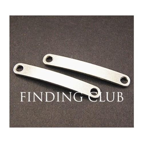 20 pcs Silver Color Blank Plates Hand Stamping Tags Personalized Connector Bar DIY Metal Bracelet Jewelry Findings A849