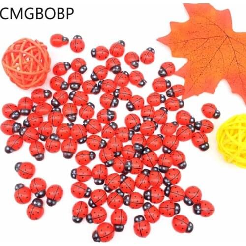 CMGBOBP 100pcs Artificial Handmade Mini Ladybird DIY Ladybug Stickers Bee Scrapbooking Wall Decor Party Garden Yard Decoration