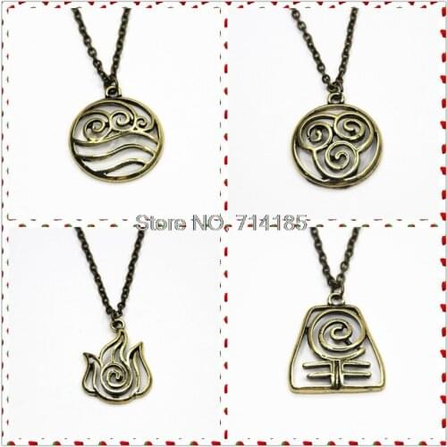 12pc/lot Bronze tone The Last Airbender charm halloween charm necklace pendants 4 Nations bronze tone keyring keychain