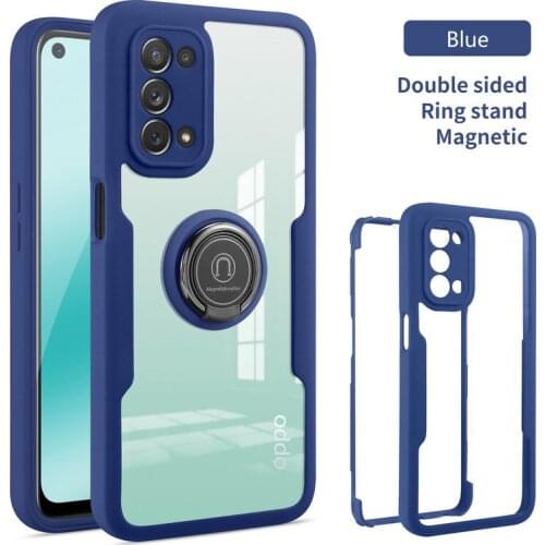 2 in 1 transparent ring phone case for OPPO A74 4G A94 A93 5G A54 A74 5G Holder Stand Rotating bracket Cover