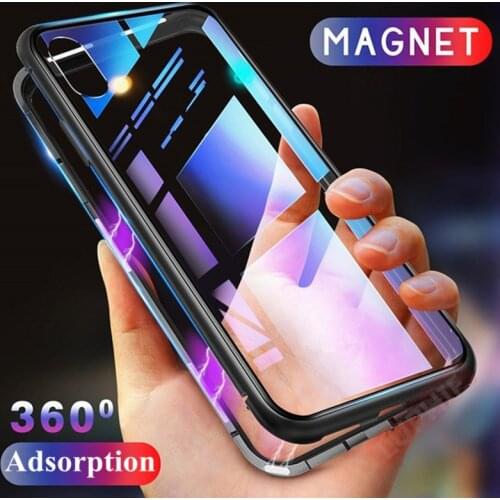 360 Full Magnetic Adsorption Shockproof Case For iPhone 12 11 Pro XS MAX 8 7 6Plus SE 2020 Tempered Glass Back Magnet Cover Case