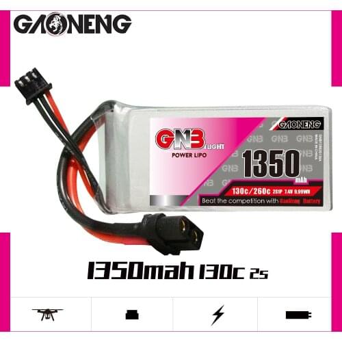 Gaoneng GNB 1350mAh 7.4V 2S 130C/260C Lipo Battery With XT30 XT60 Plug For RC Helicopter Quadcopter FPV Racing Drone parts