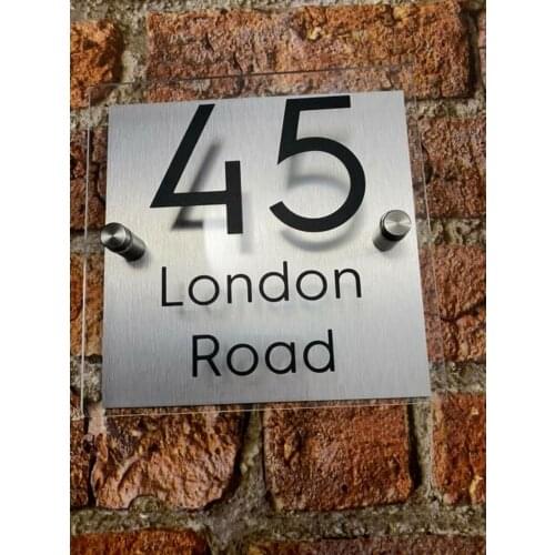 Customized Acrylic House Sign Plaque Door Numbers Street Modern Font Design