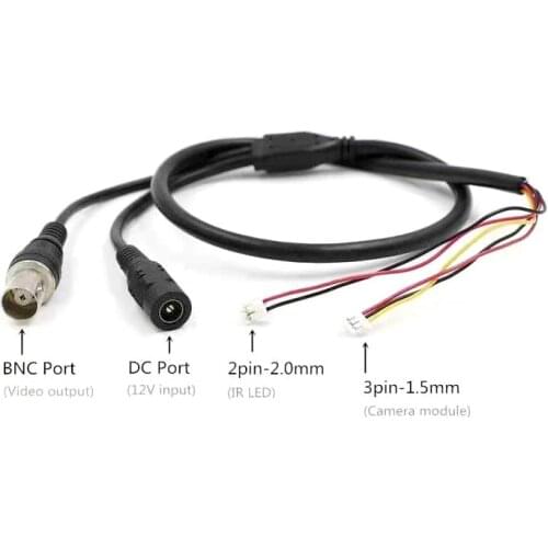 Monitoring analog five core video power cord 5-core waterproof cord BNC connecting line tail line of camera headlamp board