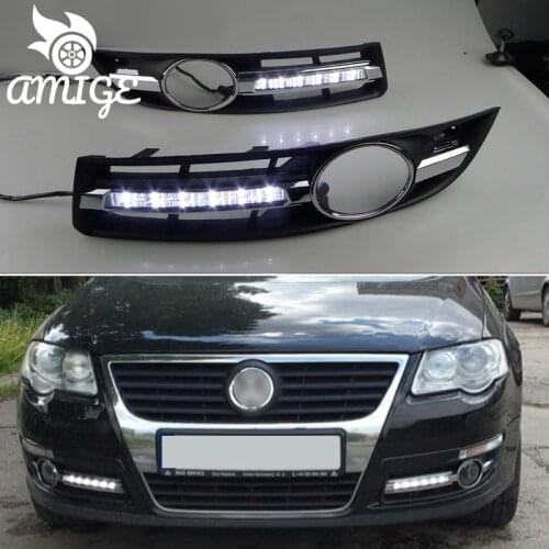 DNO Car LED Daytime Running Lights For Volkswagen VW Passat B6 2007 2008 2009 12V Auto DRL Daylights Signal Lamps Foglamp