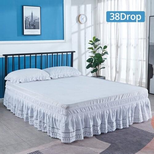 38cm Drop White Hollowed Bed Skirt Decorative Embroidery Bed Skirt Elastic Band Bed Cover Without Surface Home Bed Protector