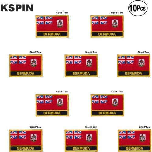 Bermuda Flag Embroidery Patches Iron on Saw on Transfer patches Sewing Applications for Clothes in Home&Garden