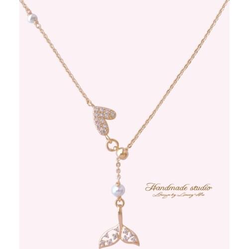 CCijiNG High Quality Love Fish Tail Pendant Necklace Sweet Romantic Temperament For Daily Banquet SG1001
