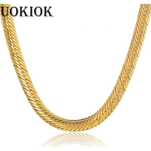 Dropshipping Vintage Punk 8mm Snake Chain Link Necklace Hip Hop Gold Color Neck Chains For Men/Women Jewelry Wholesale