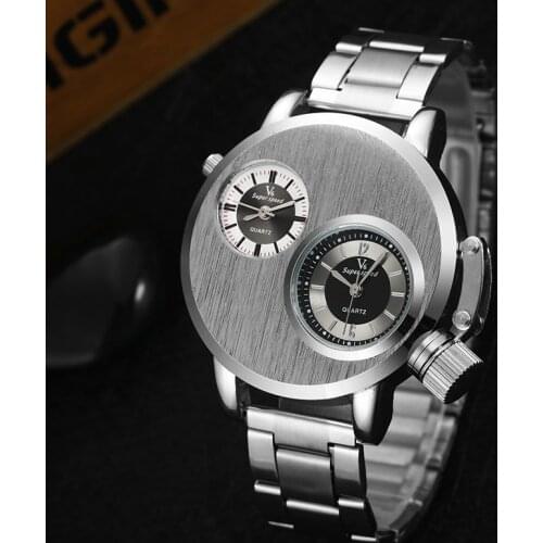 2021 V6 Super Speed Watch Men Sports Watches Double Time Zone Quartz Wristwatches Stainless Steel Reloj Hombre Relogio Masculino