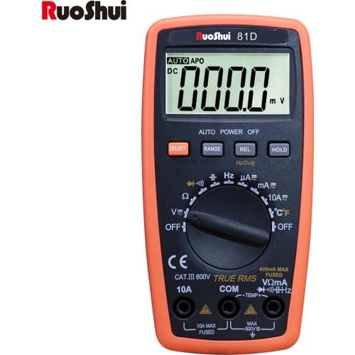 RuoShui 81D Mini Digital Multimeter 3999 Counts True RMS Temperature Capacitance Frequency Diode Tester Auto Range Multimetro