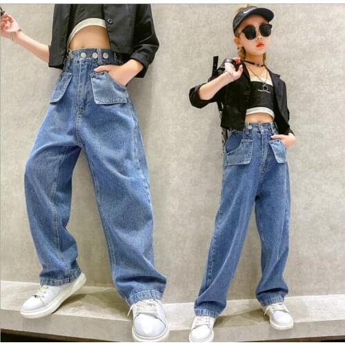 2020 new wholesale girls denim wide pants fashion autumn girls jean pants 5-10t F764