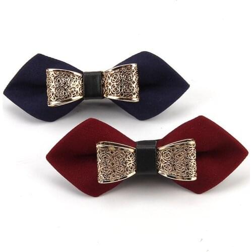 Elegant Men Women Wedding Suits Party Bowtie Cravat Elastic Band Alloy Metal PU Leather Cotton Butterfly Neck Shirt Gift Bow Tie