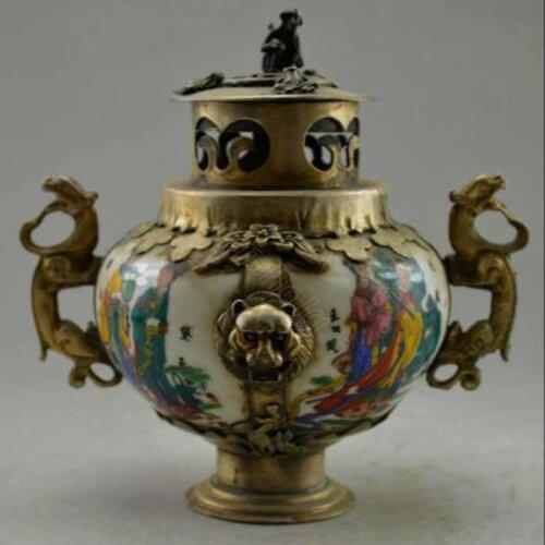China Old Decorated Handwork Porcelain Tibet Silver Belle Incense Burner