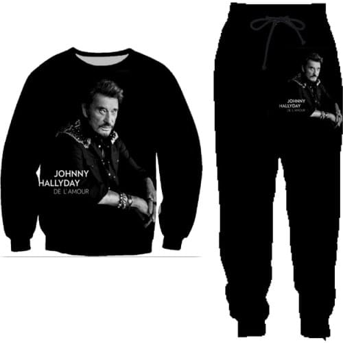Cool Streetwear 3D Print Johnny Hallyday Sweatshirts Rock Long Pants Women/men Hiohop Tracksuits Casual Jogger Pants Sudaderas