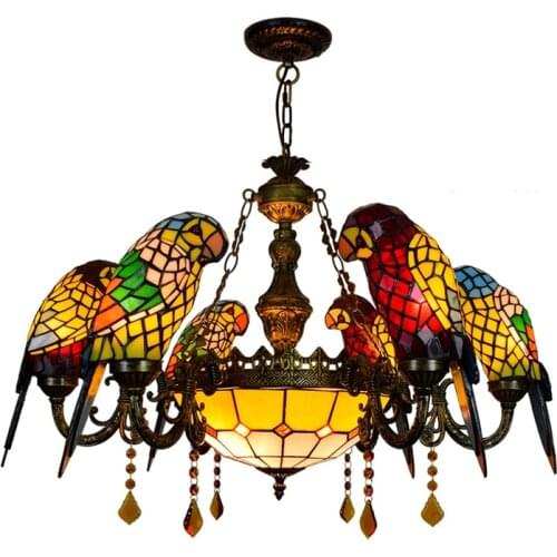 European style retro pop creativity living room dining room bedroom decoration Chandelier Parrot crystal light in bar