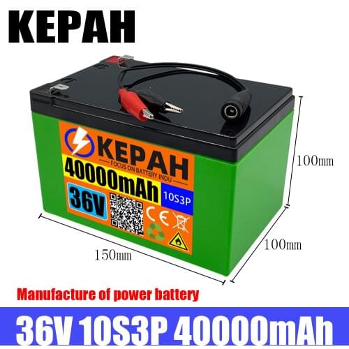 10s3p 36V power lithium battery, electric bicycle charger for tools, built-in 30A BMS and safety device, 600W real power battery