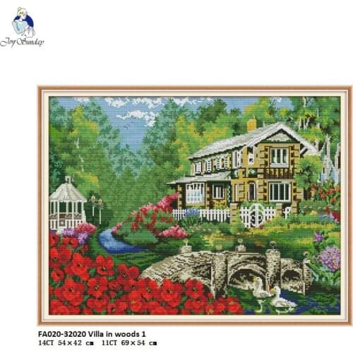 The Villa in Woods Printed Canvas Cross stitch kits DMC Embroidery Cross-Stitch DIY Handwork Crafts Fabric Grids 14CT and 11CT