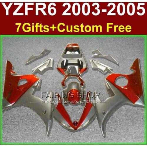 R4R bodywork for YAMAHA YZF1000 fairing kit YZFR6 03 04 05 red gray fairings YZFR6 2003 2004 2005 Motorcycle sets ET5