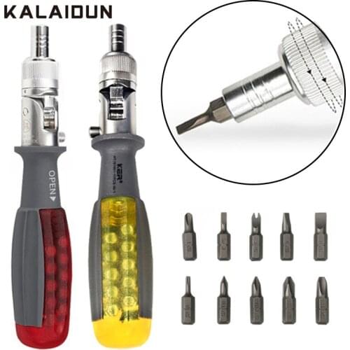 KALAIDUN 11Pcs Ratchet Screwdriver Set Magnetic Precision Phillips Slotted 180 Degree Rotatable Portable Screw Driver Hand Tools