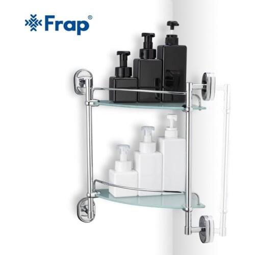 Frap 1 Set Retro Style wall mounted Bathroom Accessories With Glass double Tier Bath Shelf Shampoo Basket Cup Holder F1907-2