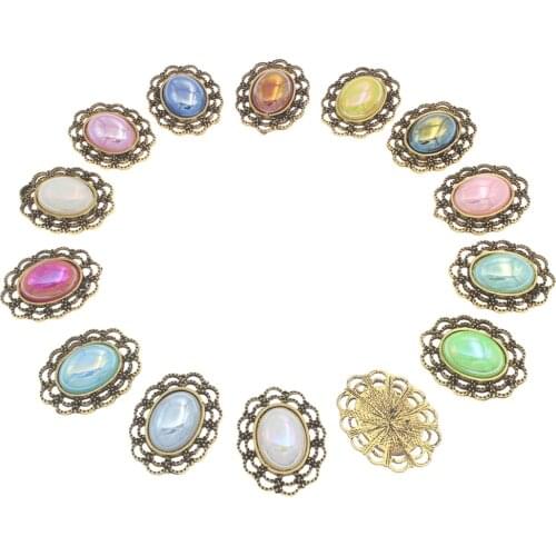 New 10Pcs oval rhinestone buttons, big diamond AB pearl, ribbon, hair accessories, invitation card, wedding decoration, DIY craf