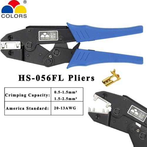 HS-056FL 0.5-1.5 1.5-2.5mm 20-13AWG Crimp Pliers Multi Hand Tools Uninsulated Flag Male Terminals Crimping alicate 9 Inch