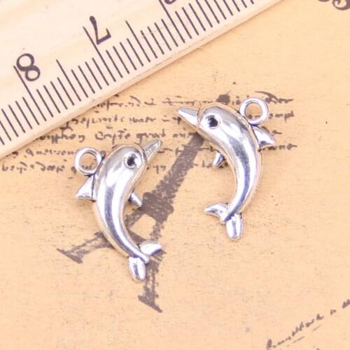14pcs Charms lovely dolphin 18x11mm Antique Pendants,Vintage Tibetan Silver Jewelry,DIY for bracelet necklace