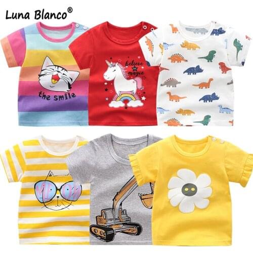 Girls 6M-5Y summer T-Shirts short sleeve Tees Kids Children Casual Cartoon Unisex cotton T-Shirts Boy baby clothes girls tops
