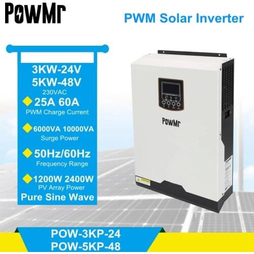 PowMr 5000W Solar Panel 48V Inverter 60A PWM Controller 2 in 1 Off Grid Power Generator Battery Charger System Kit Complete Home