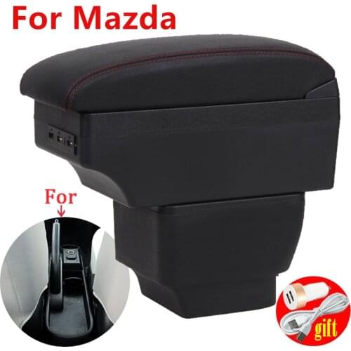 For Mazda 2/Demio Armrest Interior Parts 2017 Car Armrest box Retrofit parts Storage box car accessories Interior with USB LED