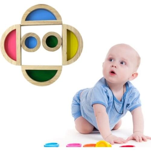 Rainbow Acrylic Wooden Building Blocks Baby Educational Toy Montessori Kids toy Y4UD