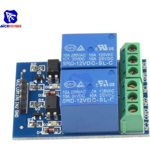 Diymore 2 Channel Optocoupler Relay Module Optical Isolation Expansion Board for Arduino DC 12V