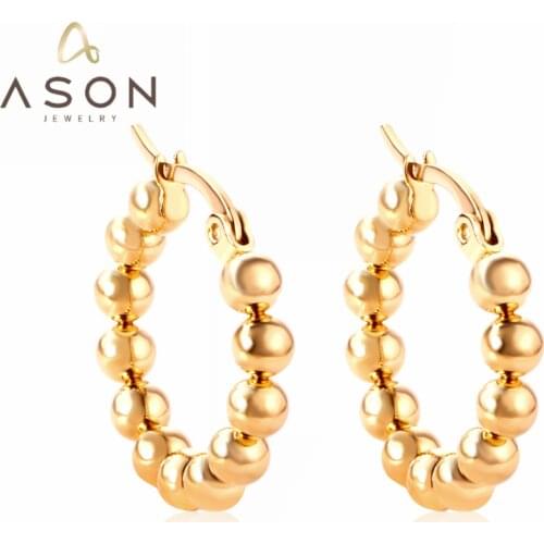 ASONSTEEL Gold Color Unique Stainless Steel Hoop Earring Trendy Steel Ball Earrings for Girl Women Accessories Jewelry