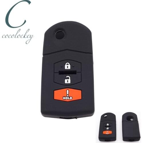 Cocolockey for Mazda 3 6 RX-8 CX-7 CX-9 3Buttons Silicone Rubber Car Key Case Cover Fob Flip Folding Remote Key Car Styling