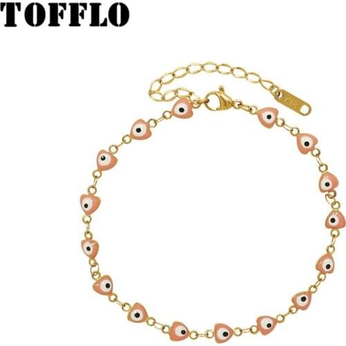 TOFFLO Stainless Steel Jewelry Oil Dripping Pink Fishchain Womens Fashionable Beach Foot Accessories BSS11