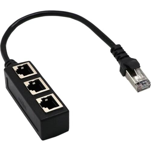 RJ45 Y Splitter Adapter 1 to 3 Port Ethernet Switch Cable for CAT 5/CAT 6 LAN Ethernet Socket