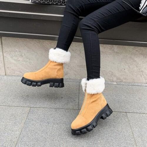 Salu 2020 winter keep warm platform women boots comfortable flat heel round toe lace up ladies shoes top quality ankle boots