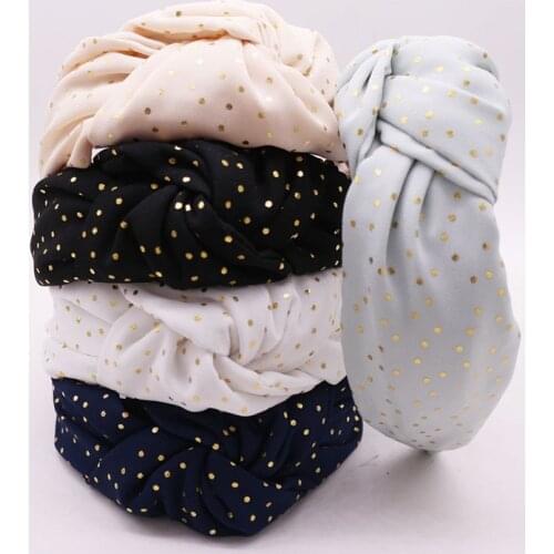 Women Girls Satin Gold Foil Knot Hairband Knotted Headband Adult Hair Accessories