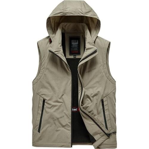 Hood Sleeveless Vest Men Warm Jacket Waistcoat Travel Multi Pocket Quality Tactical Military Style Casual Thick Male Autumn 5XL